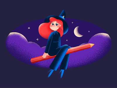 Little witch illustraion magic witch