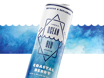 Ocean Blu Vodka Soda Packaging – Option 6 badge beverages branding design flat icon identity illustration illustrator logo minimal retail type typography vector vodka soda