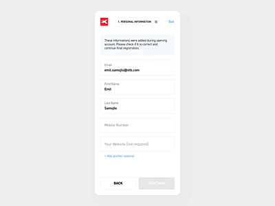Partnership office onboarding - forms aftereffects animation form forms input microinteraction motion onboarding platform product design registration steps ui ux xtb