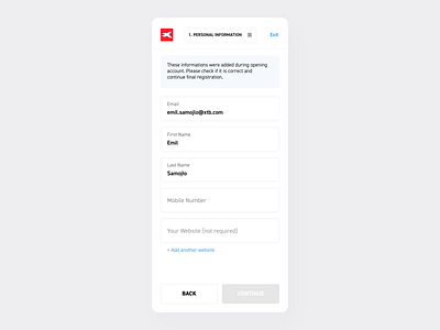 Partnership office onboarding - forms aftereffects animation form forms input microinteraction motion onboarding platform product design registration steps ui ux xtb