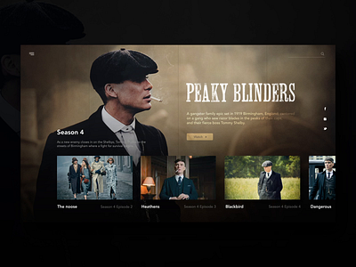 Peaky Blinders Welcome screen 2019 cinema design film hbo landing page movie netflix peaky blinders player product design shelby trends tv series tv series poster ui user interface ux vod webdesign