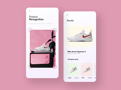 Product Recognition adobe xd after effects animation design ios minimal mobile mobile app motion nike product product design recognition shoe sneaker ui ux
