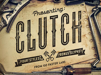 CLUTCH Font Family + Icons font glyphs motorcycle retro sans serif type typography vintage