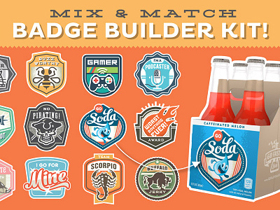 Magnificent Mix & Match Badge Builder Kit badge crest emblem enclosure icons labels logo patch pins retro sign vintage
