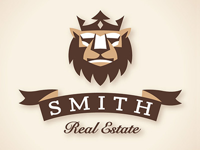 Smith Realty Logo animal banner brown cat crown lion real estate
