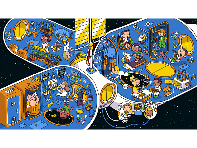 International Space Station children illustration education encyclopedia illustration kids science web