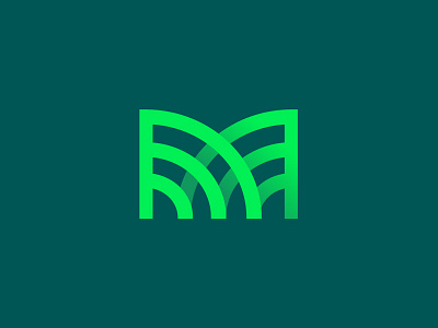 M + WiFi alphabet app branding creative gradient letter logo m minimal ui wifi