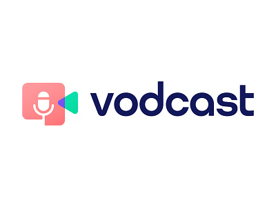 Vodcast app brand identity branding camera logo logodesigner mic negative space podacst podcast logo podcasting sale ui design video