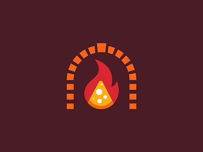 Pizzeria Concept Logo app delivery fire flame food logo oven pizza toppings