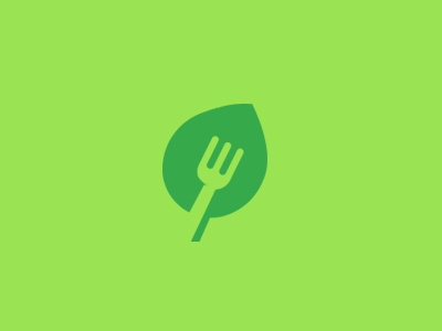 Organic food logo food fork green leaf logo nature negatice organic space