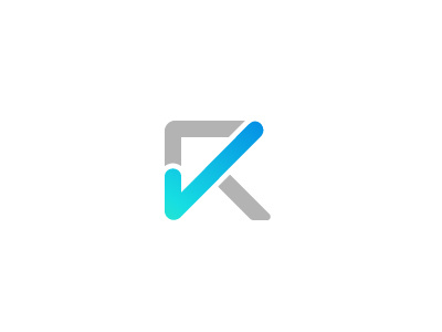 R + Tick alphabet arrow identity logo r studio tick