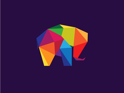 Colorful Elephant Logo 3d animal app colorful elephant illustration logo origami polygonal sale transparency