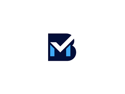 B +M+Tick app b clever design logo m negative tick