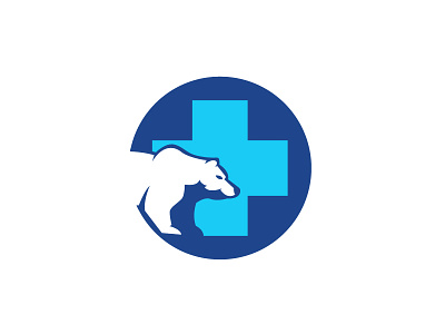 Polar Health Logo animal bear cross health logo negative polar space