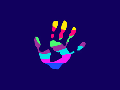 Creative, Colorful Hand Logo app branding charity children colorful foundation hand illustration kid logo logodesign logodesigner mark rainbow symbol unused