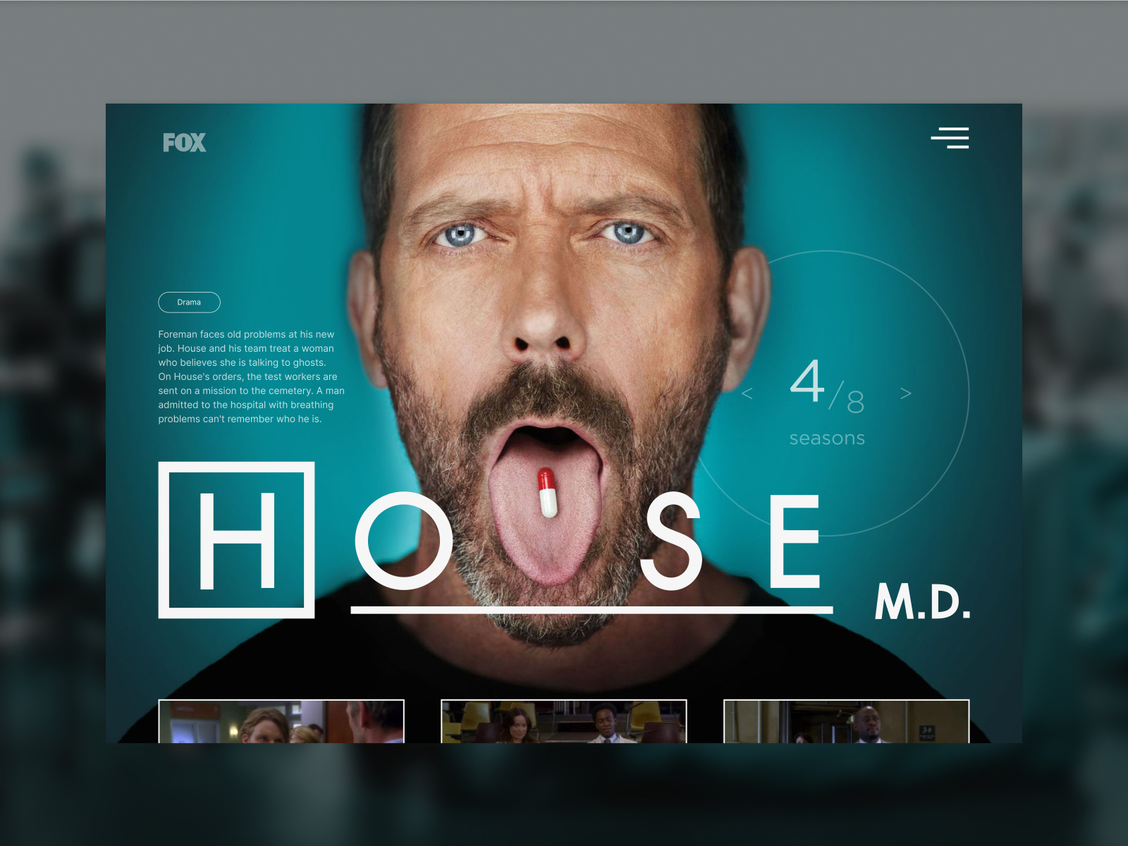 Main Page TV show House MD by Alice Malganova on Dribbble