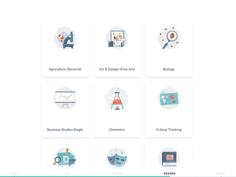 lllustration: A* disciplines family illustration interface list subjects texture ui ux
