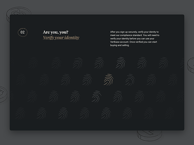 Vetbase Verify Identity crypto dark desktop fingerprint gold security significa tiempos website