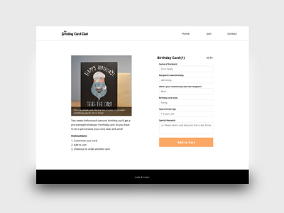Greeting Card Club Redesign Dribbble card checkout club ecommerce redesign store