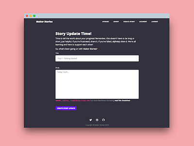 Story Update Page Design blog form maker post stories update