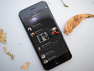 Dribbble App - Activity Screen [Concept] app apple dark dribbble flat ios ios7 ios8 iphone iphone6 list photo