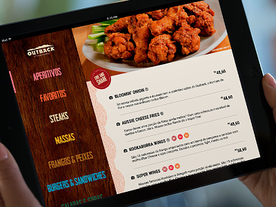 Outback menu on iPad app application dailyui food inspiration ios ipad menu outback tablet ui ux