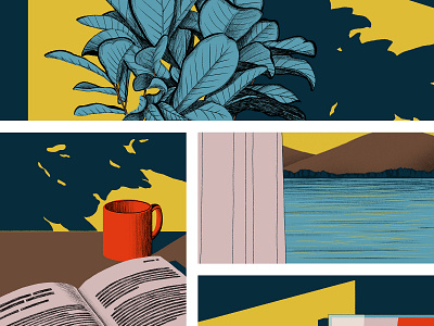 silence comic house illustration limited colour palette panels peaceful photoshop room silence