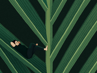 chillin areca calm chilling girl illustration leaf meditation napping palm photoshop plant quiet relaxing sleeping woman