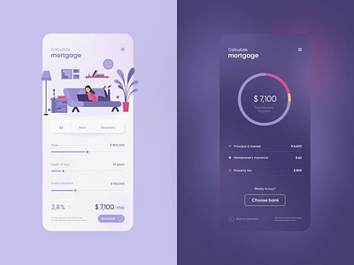 Mortgage calculator 004 animation app app design calculator dailyui minimal minimalism mortgage ui ux