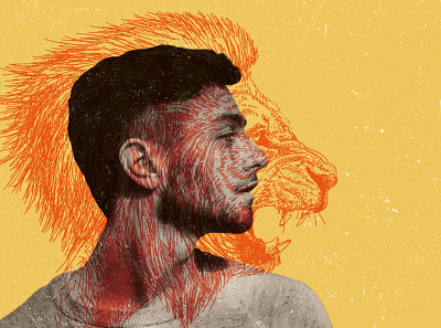 Finding Courage courage hand drawn illlustration layers lion overlapping overlay photo illustration photoshop yellow