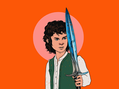 Frodo blade colorblock frodo frodo baggins hobbit illustration inktober lord of the rings sting sword