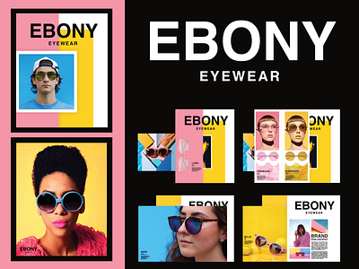 Ebony Eyewear Catalog booklet catalog color block ebony eyewear photography tritone unique fold
