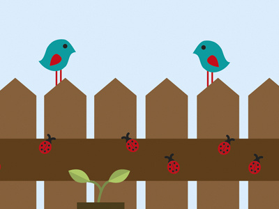 Sitting on the fence birds character cute fence garden graphic illustrator love nature outdoors vector vector art