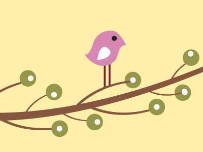 Pink Bird art bird branch colour graphic leaves nature outdoors pink tree vector