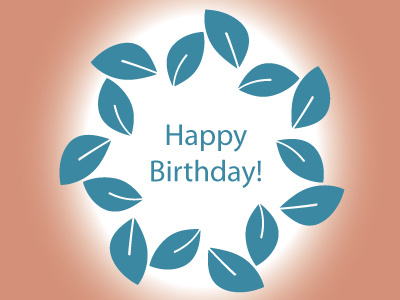 Happy Birthday: Blue leaf art circle creative design graphic leaf leaves blue pattern red vector