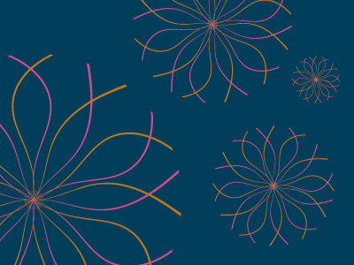 orange & pink floral pattern blue brushes circle floral flower patten brush pattern repeat rotate vector