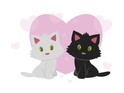 Kitty Love art cats cute design graphic hearts kitten love partner pink valentine vector