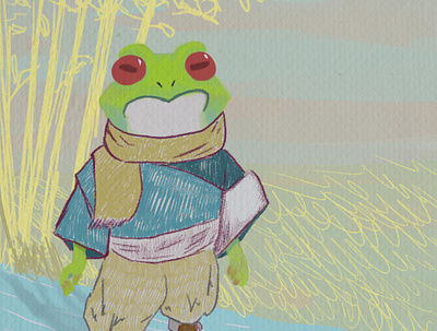 Frog adventure chalk art character character design child children childbook children art children book illustration comic illustration
