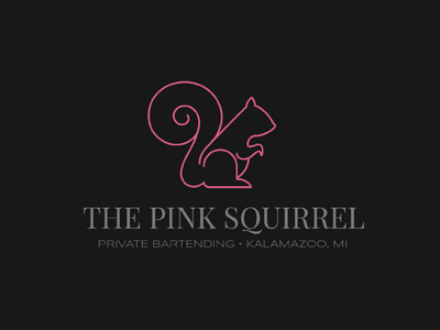 Pink Squirrel Logo animal line logo simple squirrel