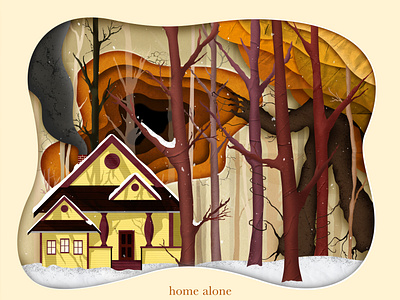 Home Alone At The End Of Autumn animation autumn behance design fall fantasy flat illustration illustrator photoshop textures typography vector winter