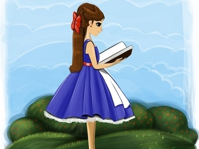 Reading Girl art children book digital artist digital painting drawing illustration kids art little girl reading