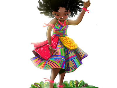 Dancing little girl african american children book digital artist digital painting drawing illustration kids art little girl