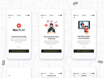 Ola Play - World's first Connected Car Platform app design booking app cabs entertainment mobile app ola product ui ux design