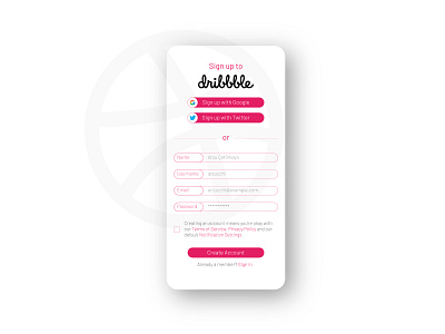 Daily UI 001 - Dribbble Sign Up Screen Redesign app dailyui dailyui 001 illustration interface ui ux