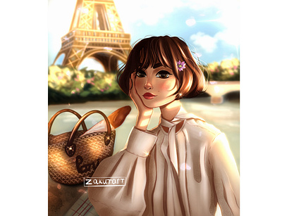 Character in Paris character charater design game art girl illustration paris