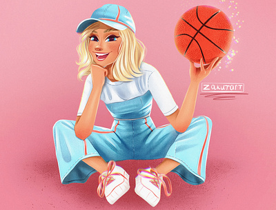 Character with a ball art basketball charater design game art girl illustration sport vectors