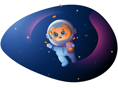 Astronaut cat cat cat illustration design illustration neon light space
