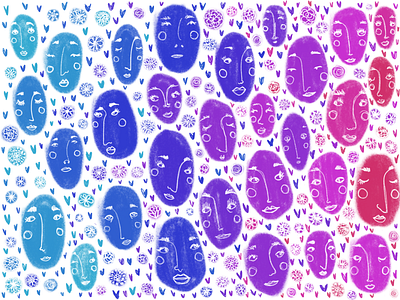 Faces colored illustration