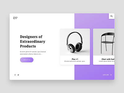 Products Landing Page card grid material minimal product purple ui ux web website
