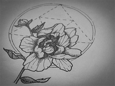 Flower tattoo drawing flower geometry shading stippling tattoo